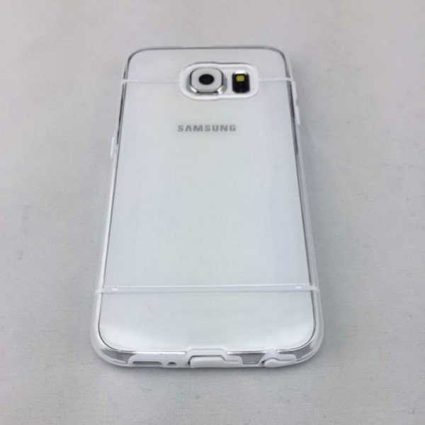Wholesale Samsung Galaxy S6 Transparent Gummy Hybrid Case (White)